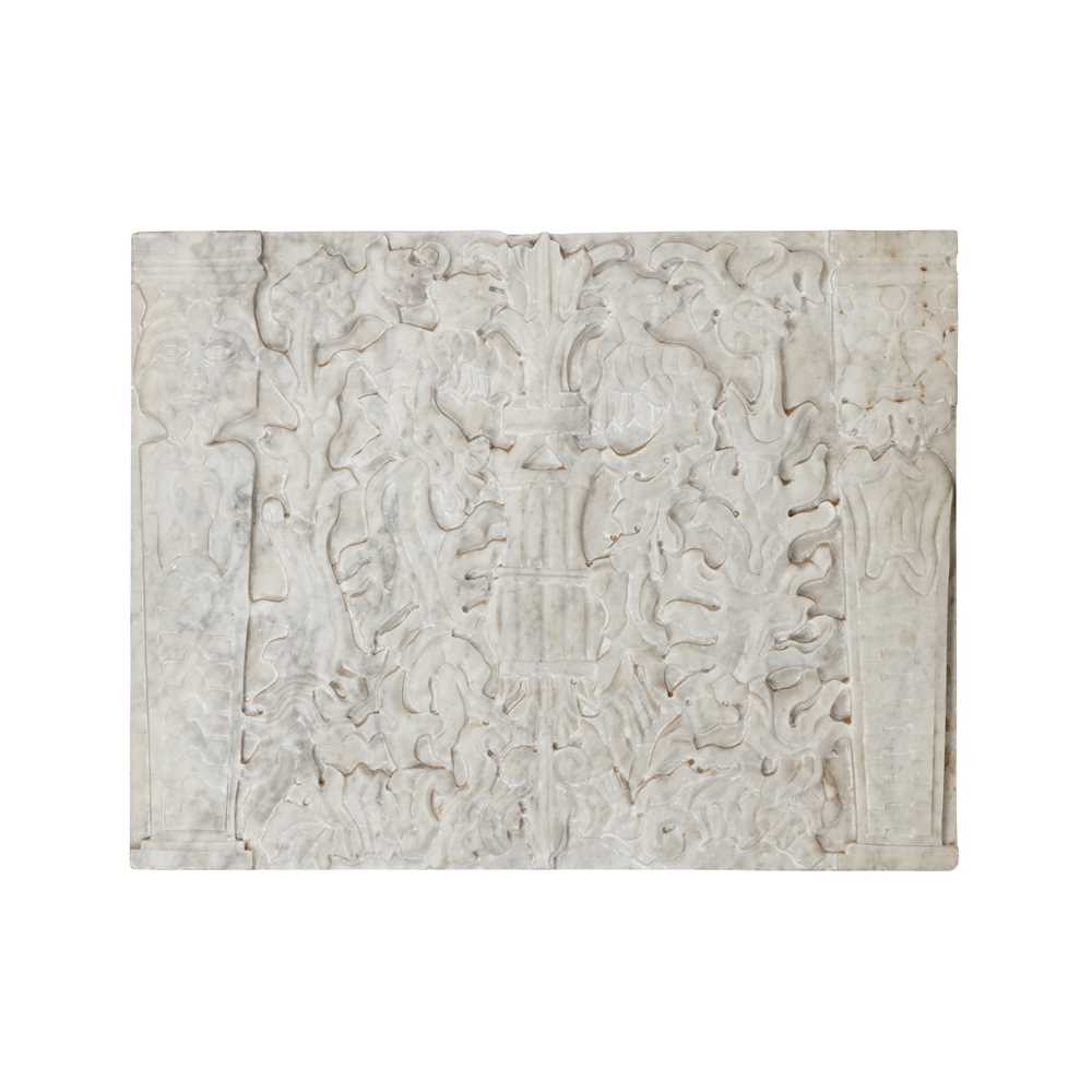 WHITE MARBLE CARVED RELIEF PANEL IN