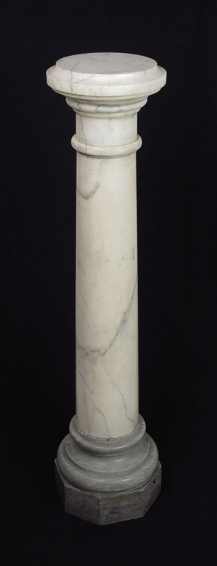 WHITE MARBLE COLUMN PEDESTAL: White