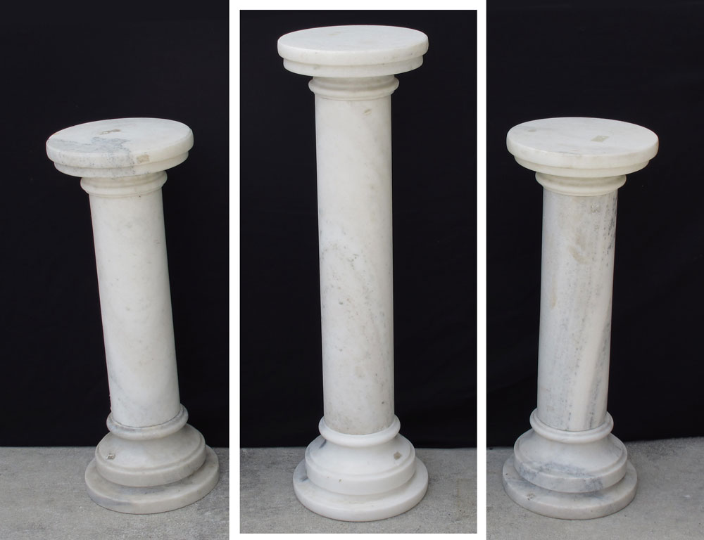 WHITE MARBLE PEDESTAL: 39 1/2''