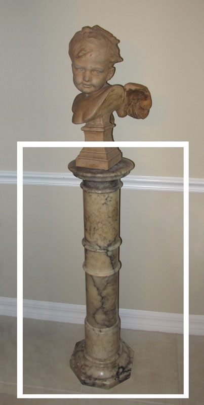 WHITE MARBLE PEDESTAL: 41 1/2''