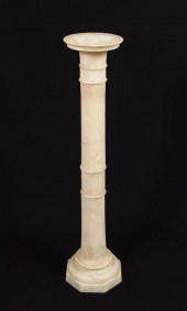 WHITE MARBLE PEDESTAL: Slender