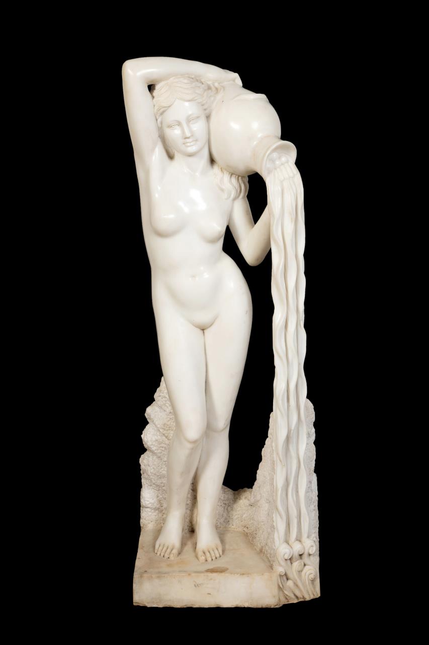 WHITE MARBLE SCULPTURE OF A NUDE