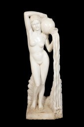 WHITE MARBLE SCULPTURE OF A NU