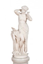 WHITE MARBLE STATUE OF A BEAUT