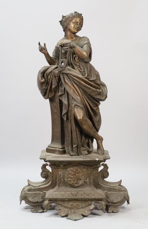 WHITE METAL WOMAN WITH HARPWhite