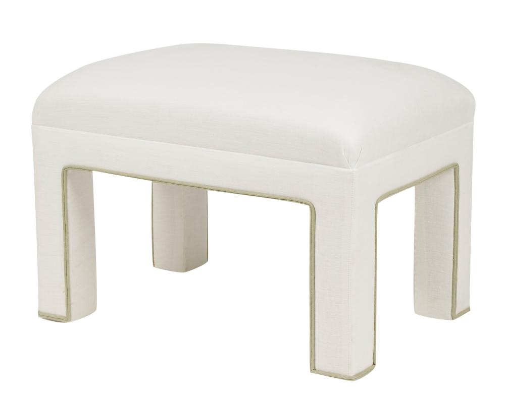 WHITE MODERN LINEN UPHOLSTERED
