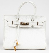 WHITE OSTRICH-PRINT LEATHER 30