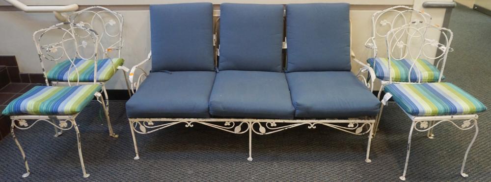 WHITE PAINTED ALUMINUM NINE-PIECE