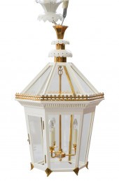 WHITE-PAINTED AND GILT METAL L
