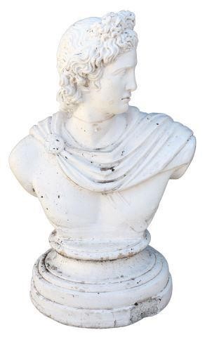 WHITE PAINTED CAST CONCRETE BUST OF