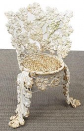 WHITE PAINTED CAST IRON GRAPEV