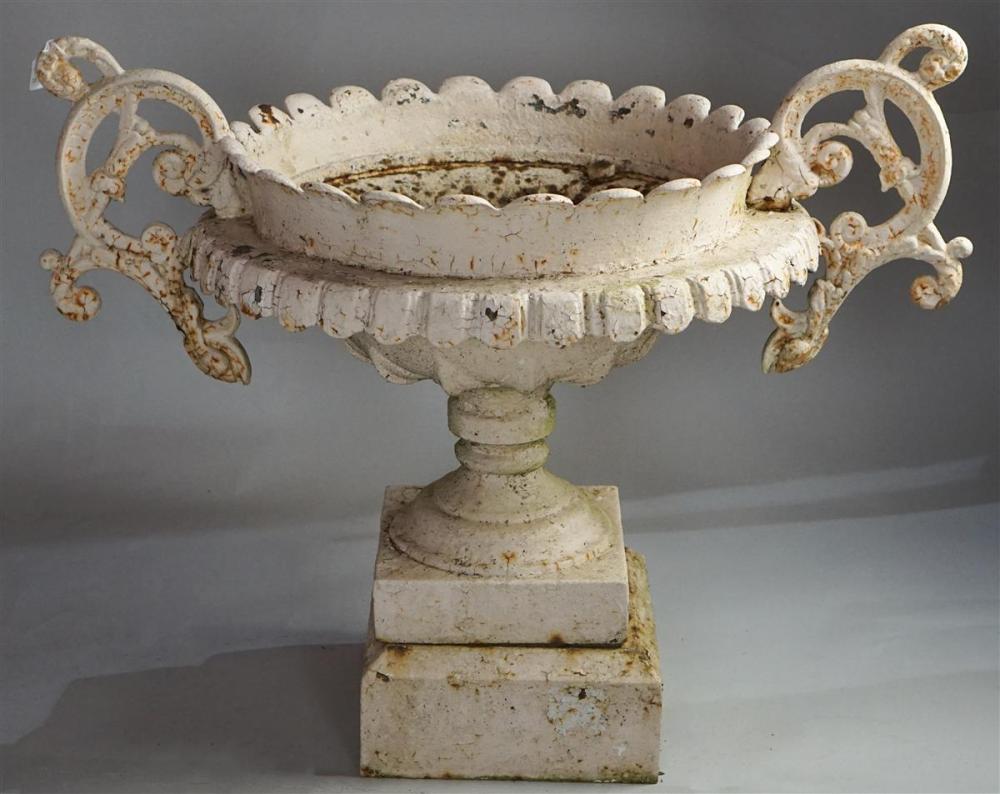 WHITE PAINTED CAST-IRON PLANTER,