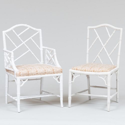 WHITE PAINTED FAUX BAMBOO