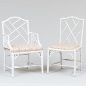 WHITE PAINTED FAUX BAMBOO ARMC