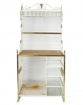 WHITE-PAINTED & GILT METAL BAK