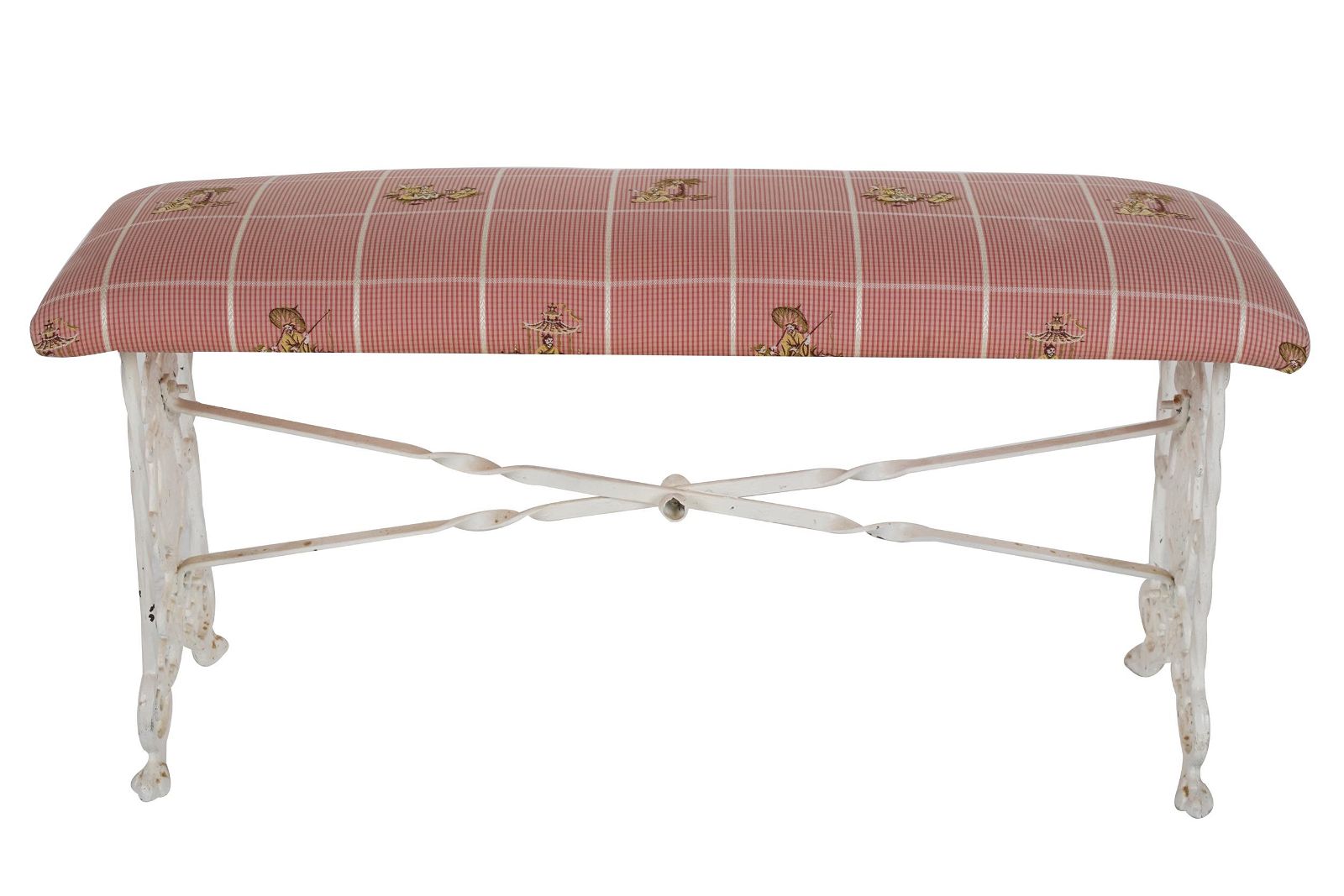 WHITE-PAINTED IRON BENCHthe
