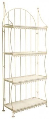 WHITE PAINTED IRON FOLDING BAK