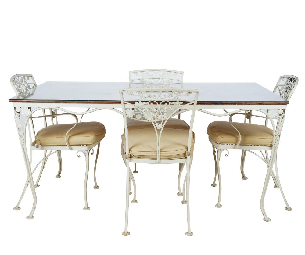 WHITE-PAINTED IRON PATIO DINING
