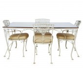 WHITE-PAINTED IRON PATIO DININ