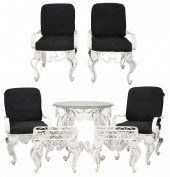 WHITE-PAINTED IRON PATIO SETco