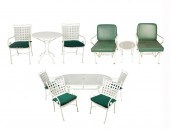 WHITE-PAINTED IRON PATIO SETco