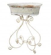 WHITE-PAINTED IRON PLANTER STA