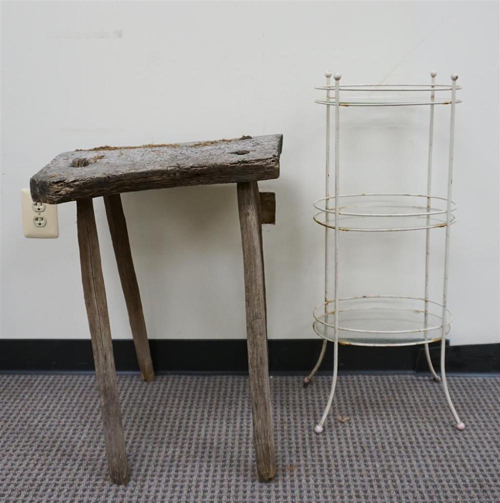 WHITE PAINTED METAL AND GLASS