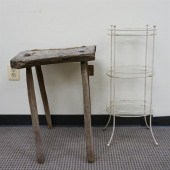 WHITE PAINTED METAL AND GLASS