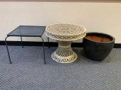 WHITE PAINTED METAL OUTDOOR TA