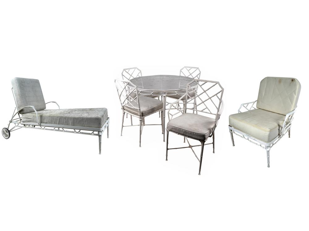 WHITE PAINTED PATIO SETcomprising