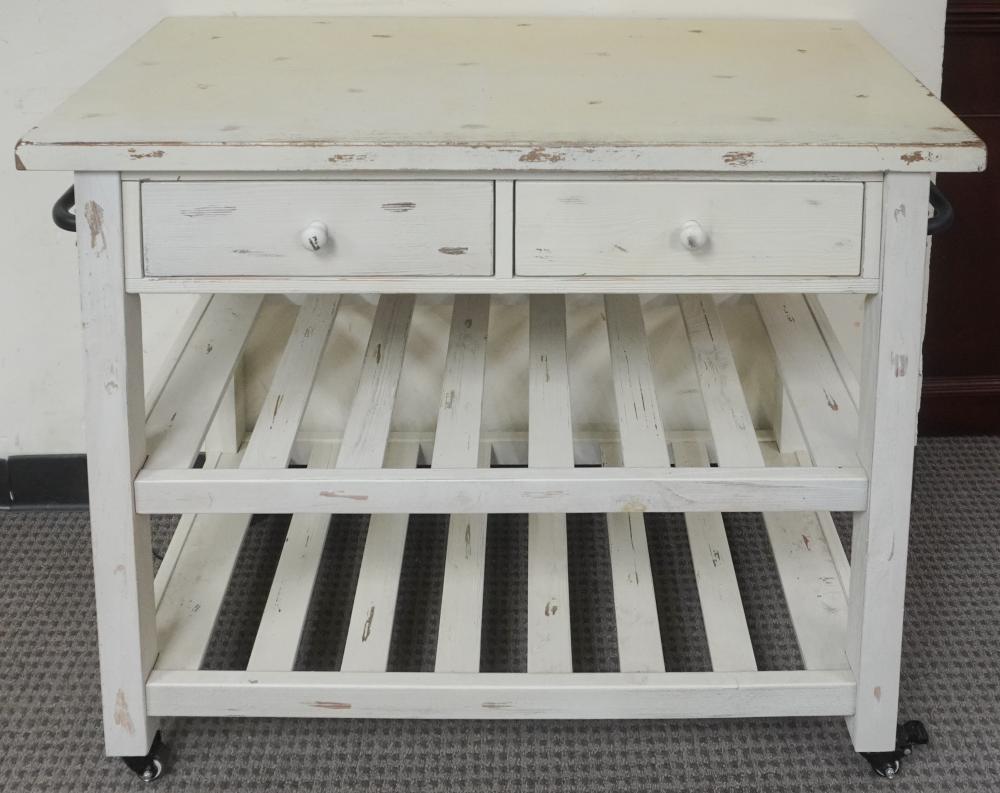 WHITE PAINTED PINE ROLLING BUTCHERS