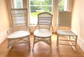 White painted rocker with green