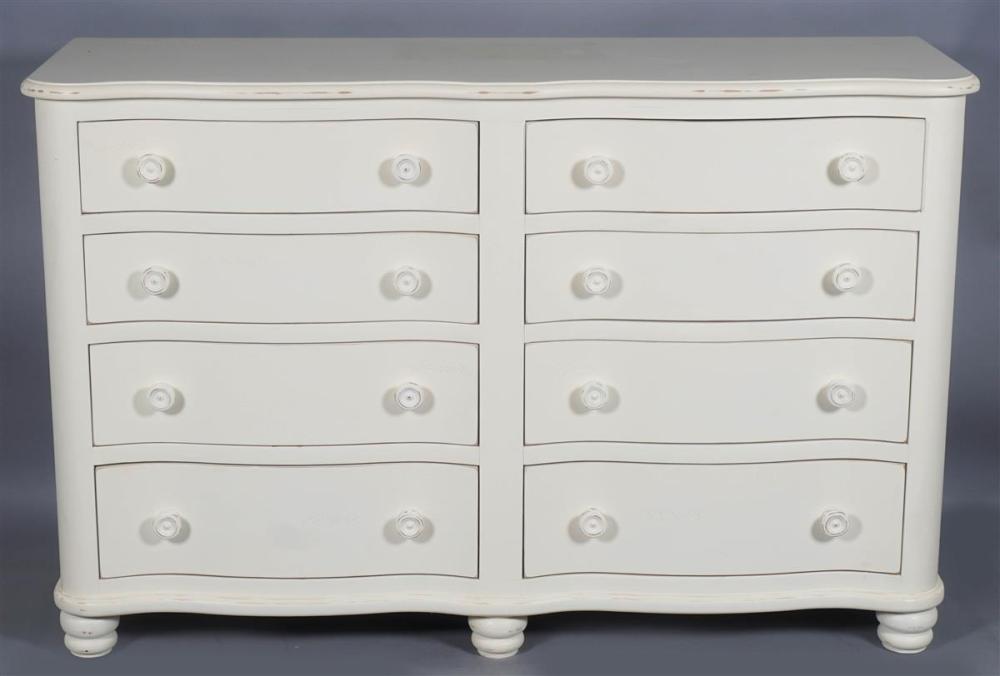 WHITE PAINTED SERPENTINE CHEST,