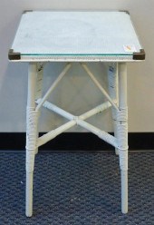 WHITE PAINTED WICKER PEDESTAL