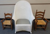 WHITE PAINTED WICKER ROCKING A