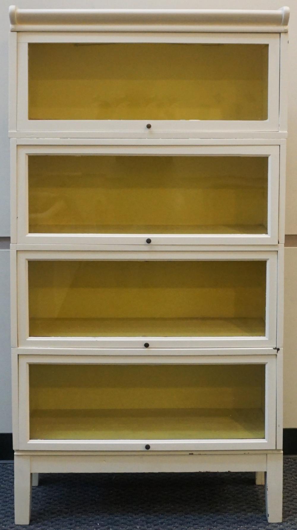 WHITE PAINTED WOOD AND GLASS