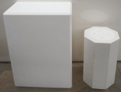WHITE PAINTED WOOD PEDESTAL AN