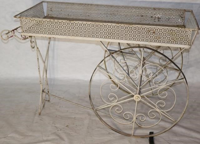 WHITE PAINTED WROUGHT IRON AND