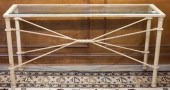 WHITE PAINTED WROUGHT IRON GLA