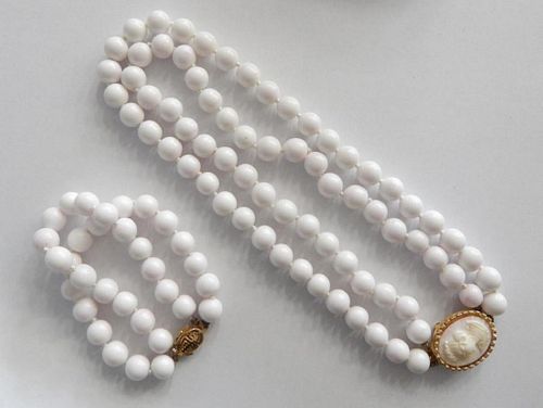 WHITE & PINK CORAL NECKLACE AND
