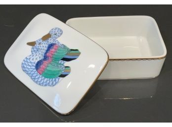 White porcelain covered box with