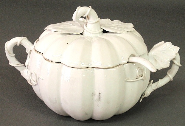 White porcelain pumpkin-form