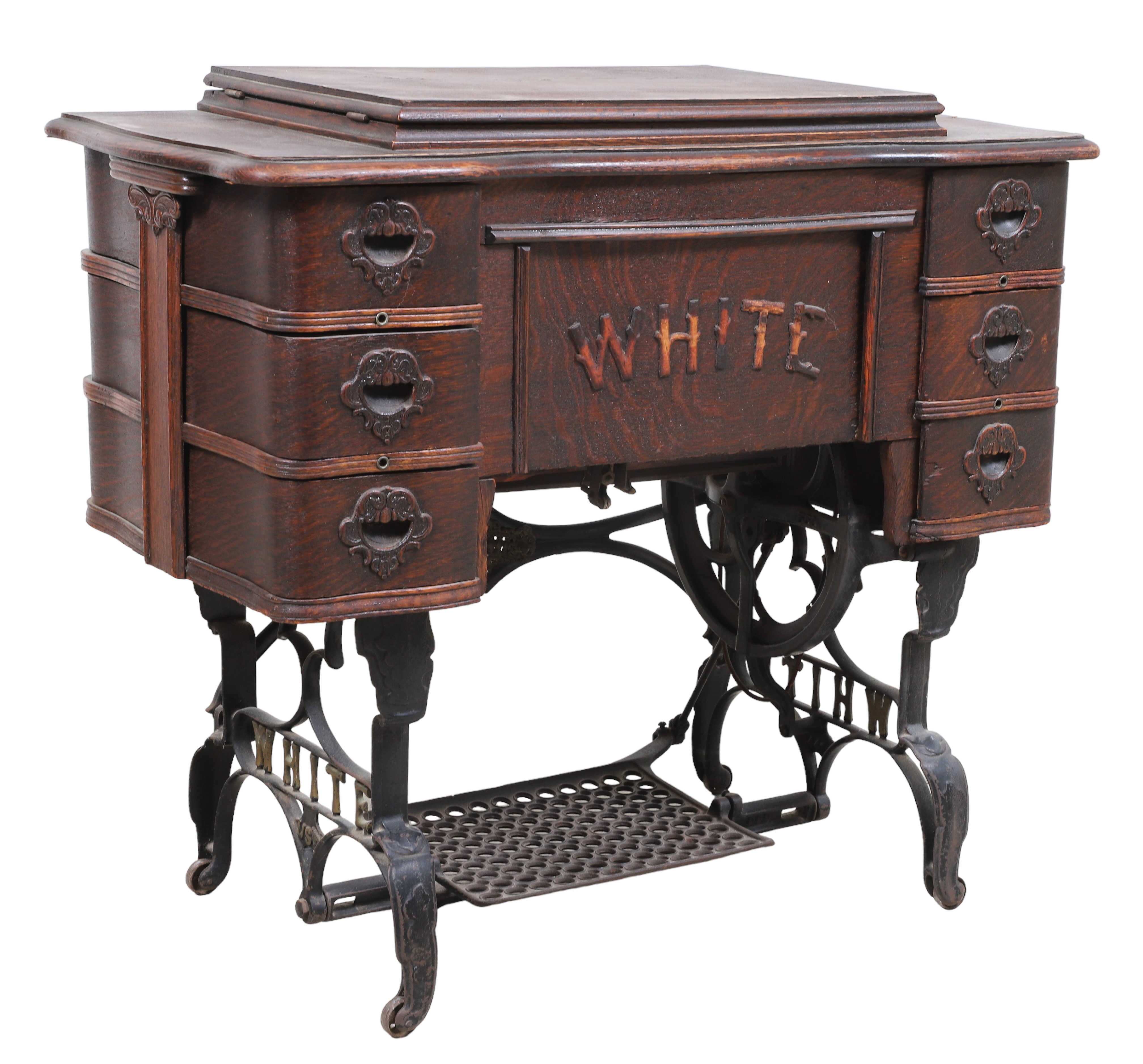 White Rotary sewing machine in iron