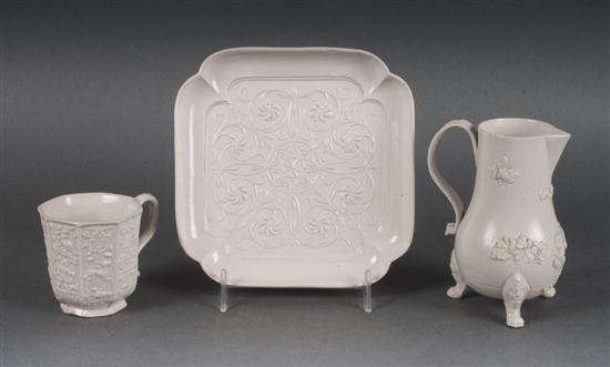 White salt glazed stoneware plate