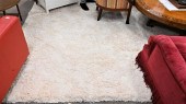 WHITE SHAG CUSTOM UPHOLSTERED
