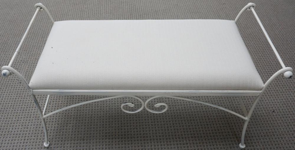 WHITE WASHED IRON UPHOLSTERED
