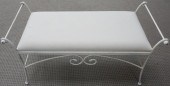 WHITE WASHED IRON UPHOLSTERED