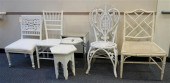 WHITE WICKER CHAIR, THREE WHIT