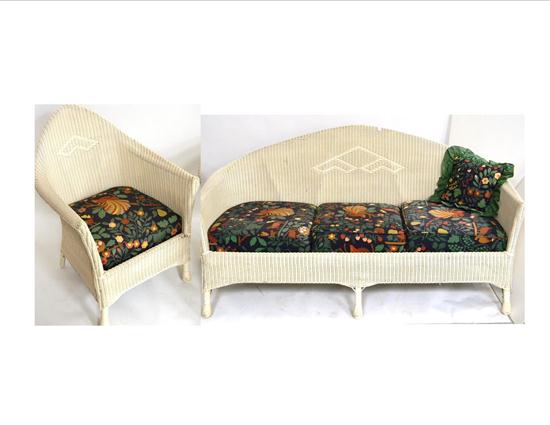 White wicker sofa and matching
