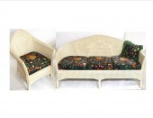 White wicker sofa and matching